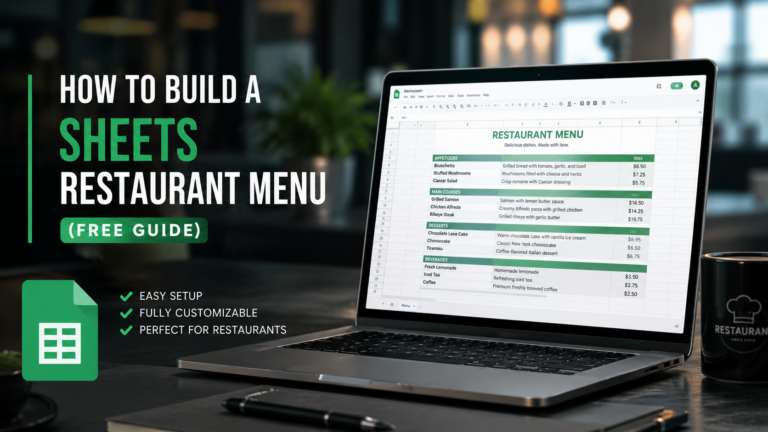 sheets restaurant menu
